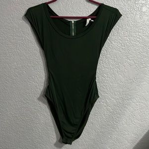 Dark Green Tucked in Top